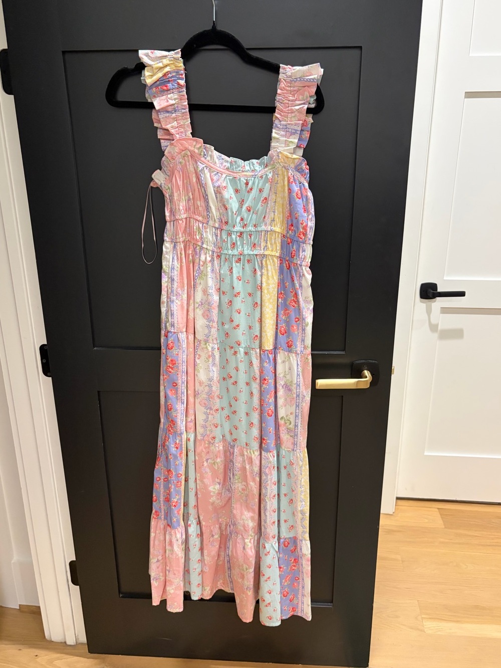 Peach Love California Pastel Patchwork Maxi Dress — Pink, Blue, Yellow & Purple